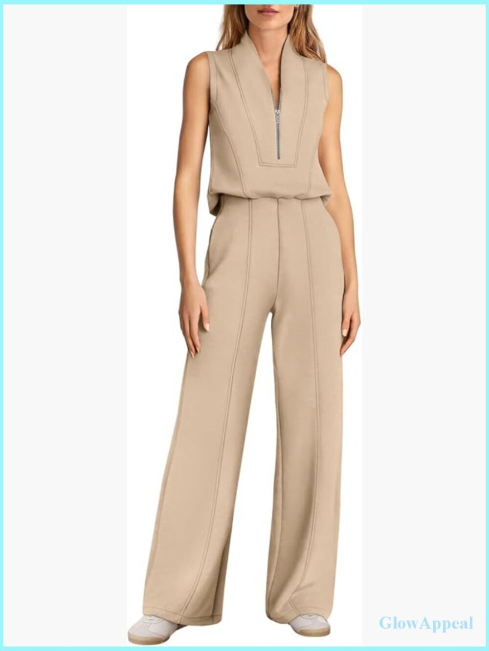 Wide Leg Jumpsuit Sleeveless Travel Airport Outfit
